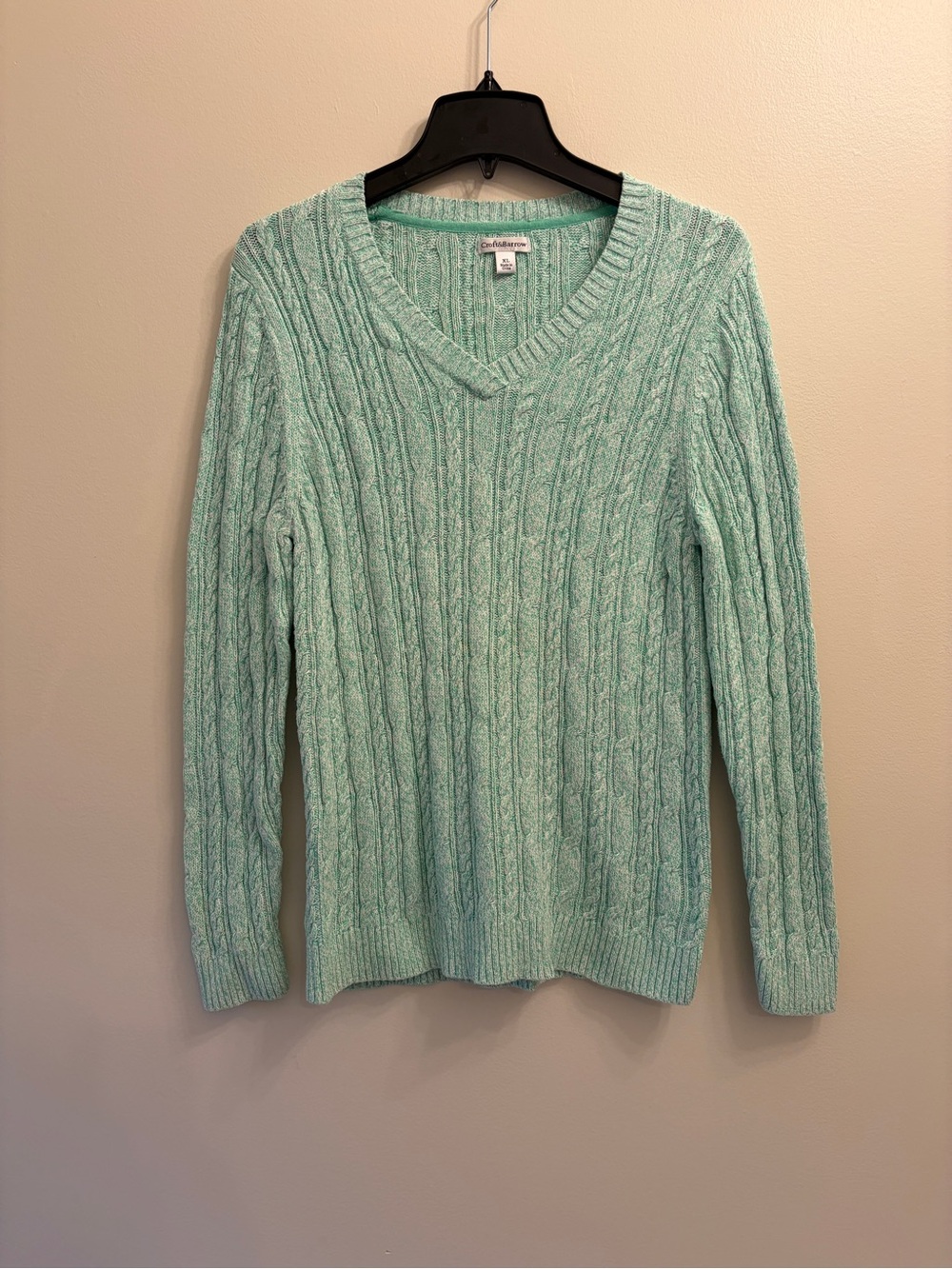 Croft & Barrow | Women’s Cotton
 Cable Knit V-Neck Sweater - Light Mint